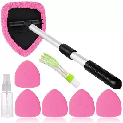 Cross-Border Labeling and Dropshipping of – Car cleaning tools - 1-set-pentagonal-telescopic-pole-6-pink-cloth-covers-spray-bottle-detail-brush