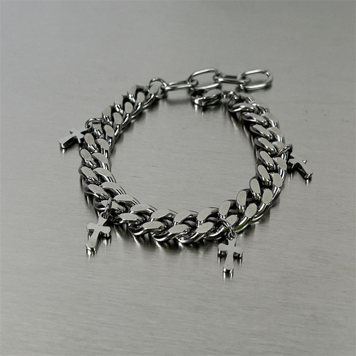 Titanium steel cross Cuban bracelet for men and women trendy cold breeze hip-hop couple accessories matching couple style