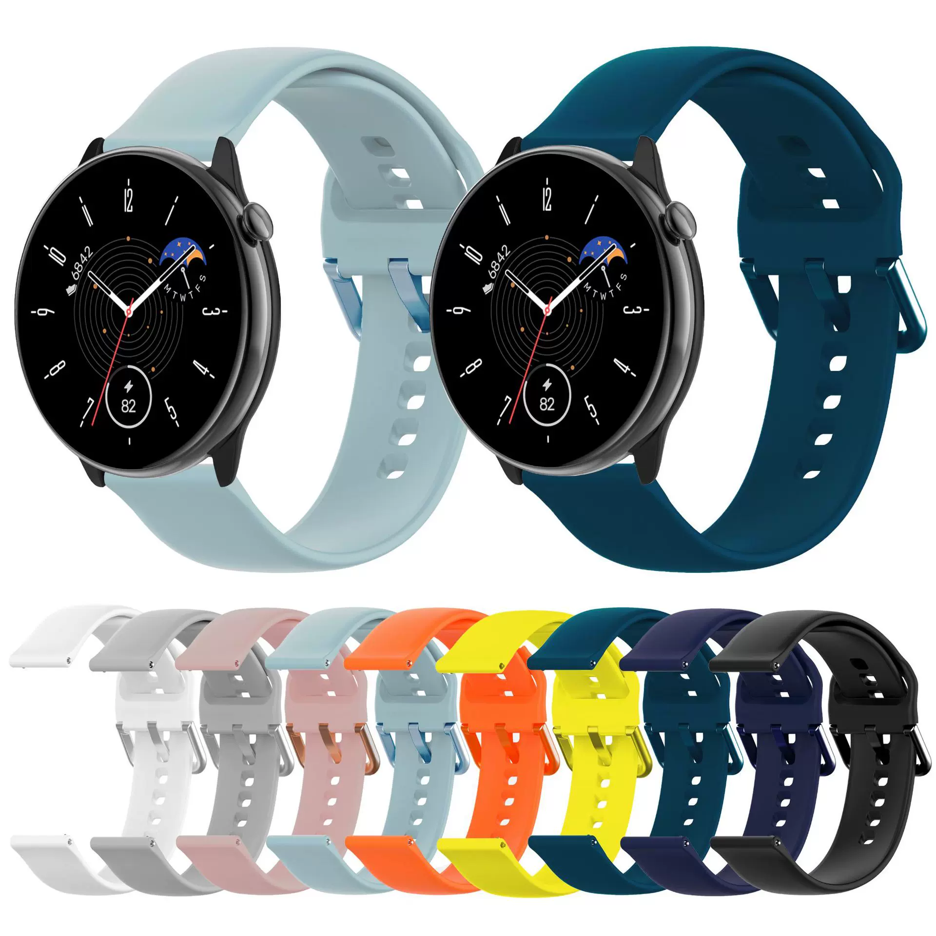 悦来强适用三星watch3/4/5智能运动手表表带华为GT2多彩腕带