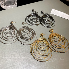 欧米の鉄の針の丸い輪のイヤリングの個性のアイデアの新型のイヤリングのinsのファッションの気質の金属の風の耳飾りの卸売りの女性