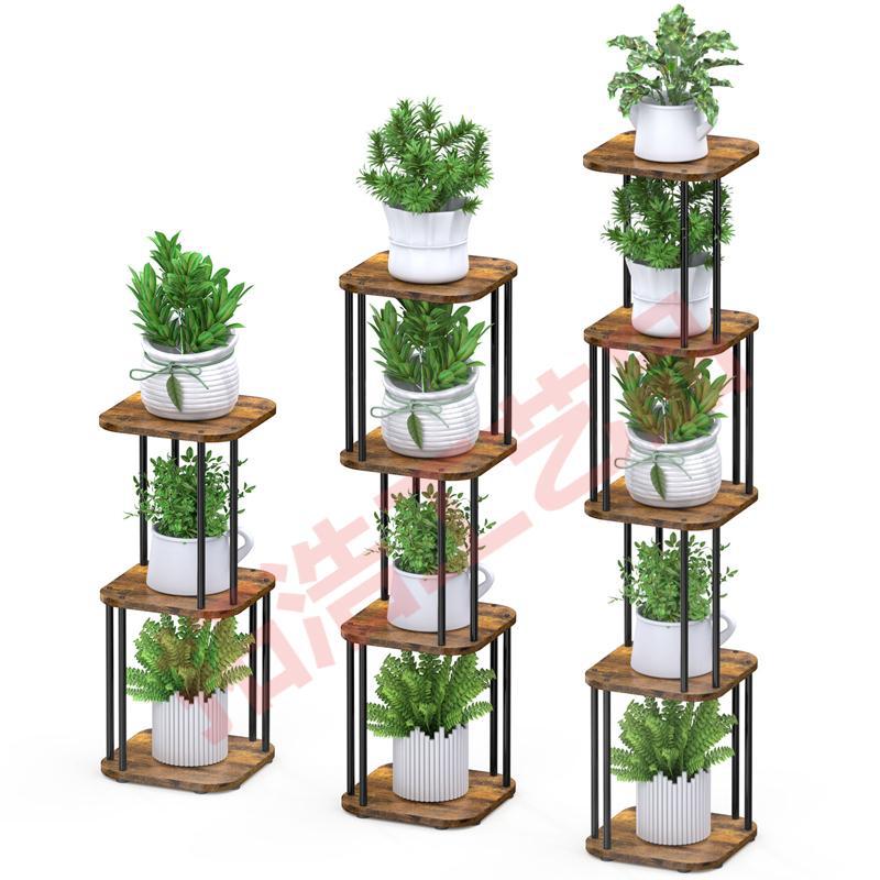 多层植物架室内角落植物花盆架金属木质收纳花架家居卧室客厅阳台