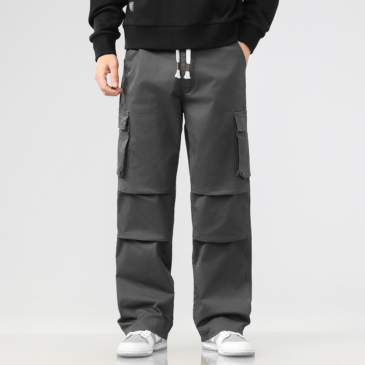 5093 | plus size Men's Autumn New Paratroopers Workwear Casual Pants Men's Loose Plus Size Lengthened Straight Pants