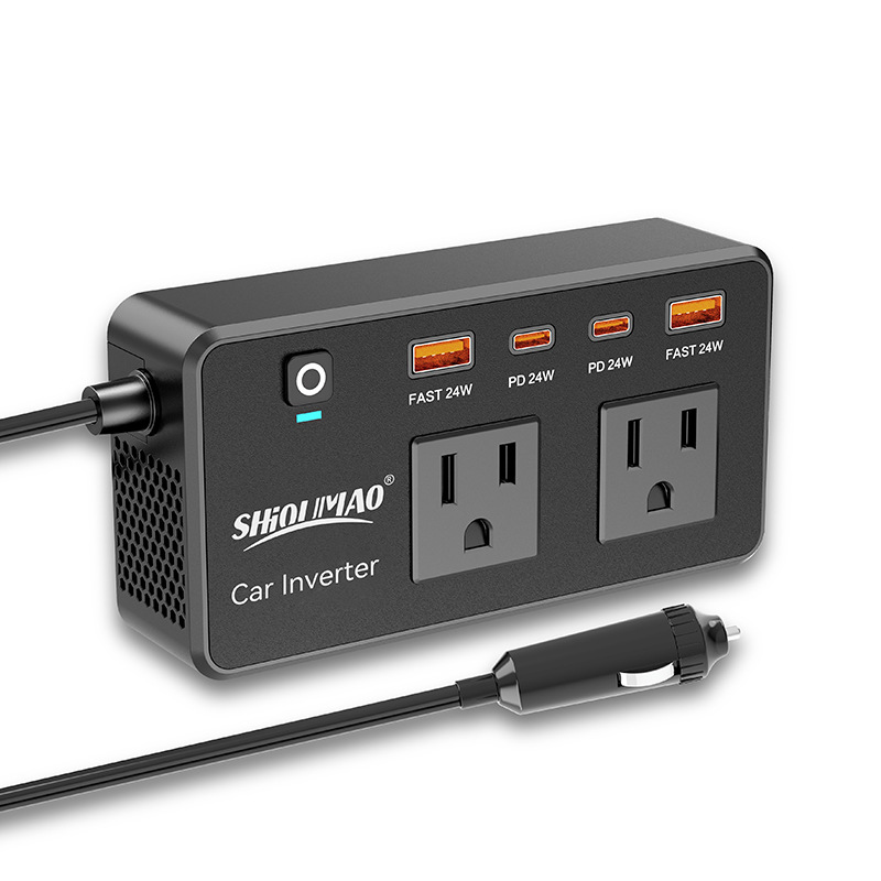 Comercio exterior 200W inversor automotriz 110v / 220V enchufe de gauge general con puerto C inversor automotriz de carga rápida con pantalla digital