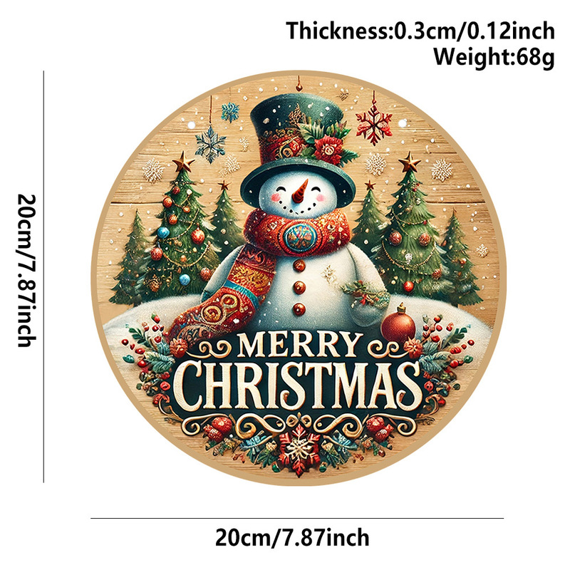 現物クリスマス装飾品ペンダント木製看板シリーズサンタクロース雪だるまヘラジカ円形標識表札|undefined