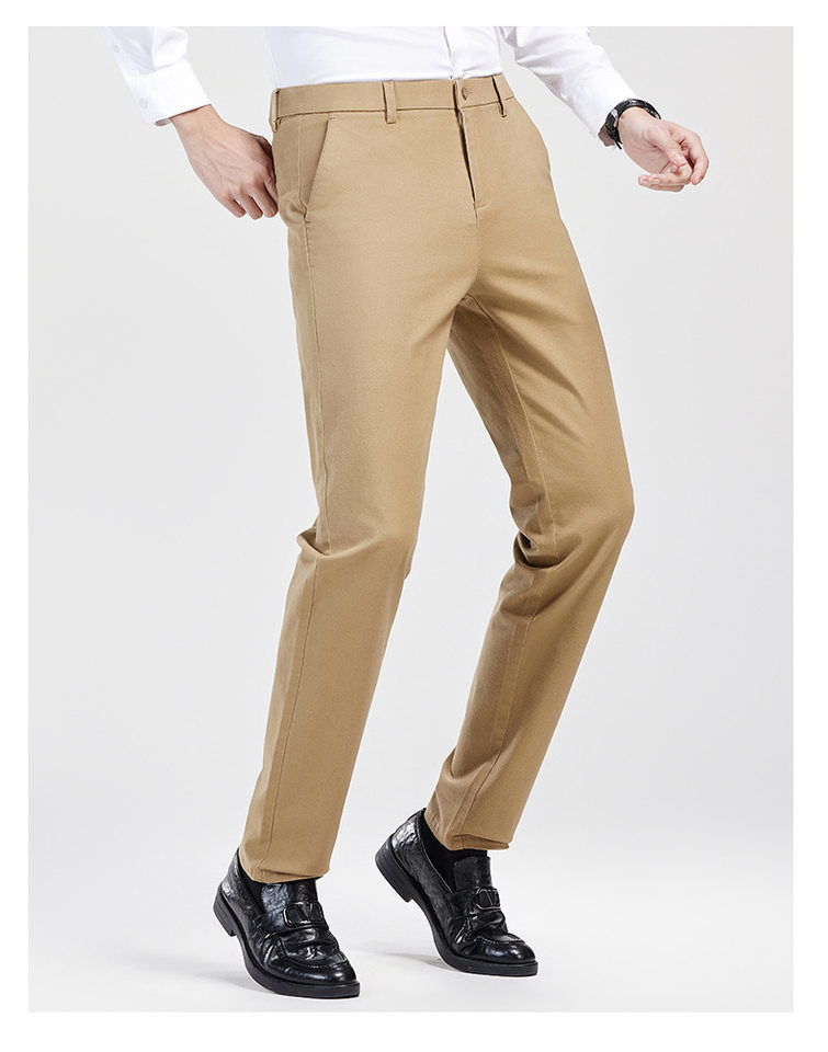 Quần dài nam ống đứng cạp vừa co giãn, chất cotton pha, không cần ủi — Màu xanh hải quân, màu kaki, màu xám, màu đen chi tiết 23