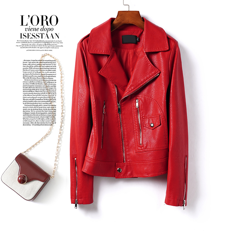 Genuine Leather Jacket Women's Short Big Red Casual Fashion Small Sheepskin 2025 Spring & Fall New Haining Leather Jacket