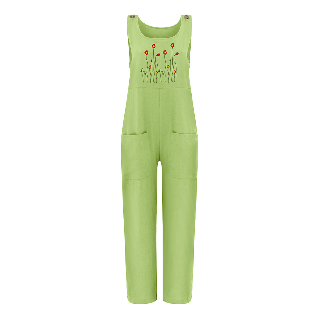 thumbnail image 2 of Pantalones casuales de talla grande, monos holgados con estampado y bolsillos grandes, pantalones casuales para mujer, 2 of 6