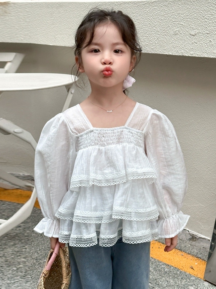 Camisas de niñas primavera y otoño 2025 nuevo estilo de ropa infantil estilo de primavera moda camisa de manga larga ropa de primavera de bebé