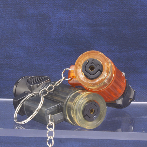 609-3 Transparent round machine three-stroke cigar lighter High-power plastic lighter with keychain pendant