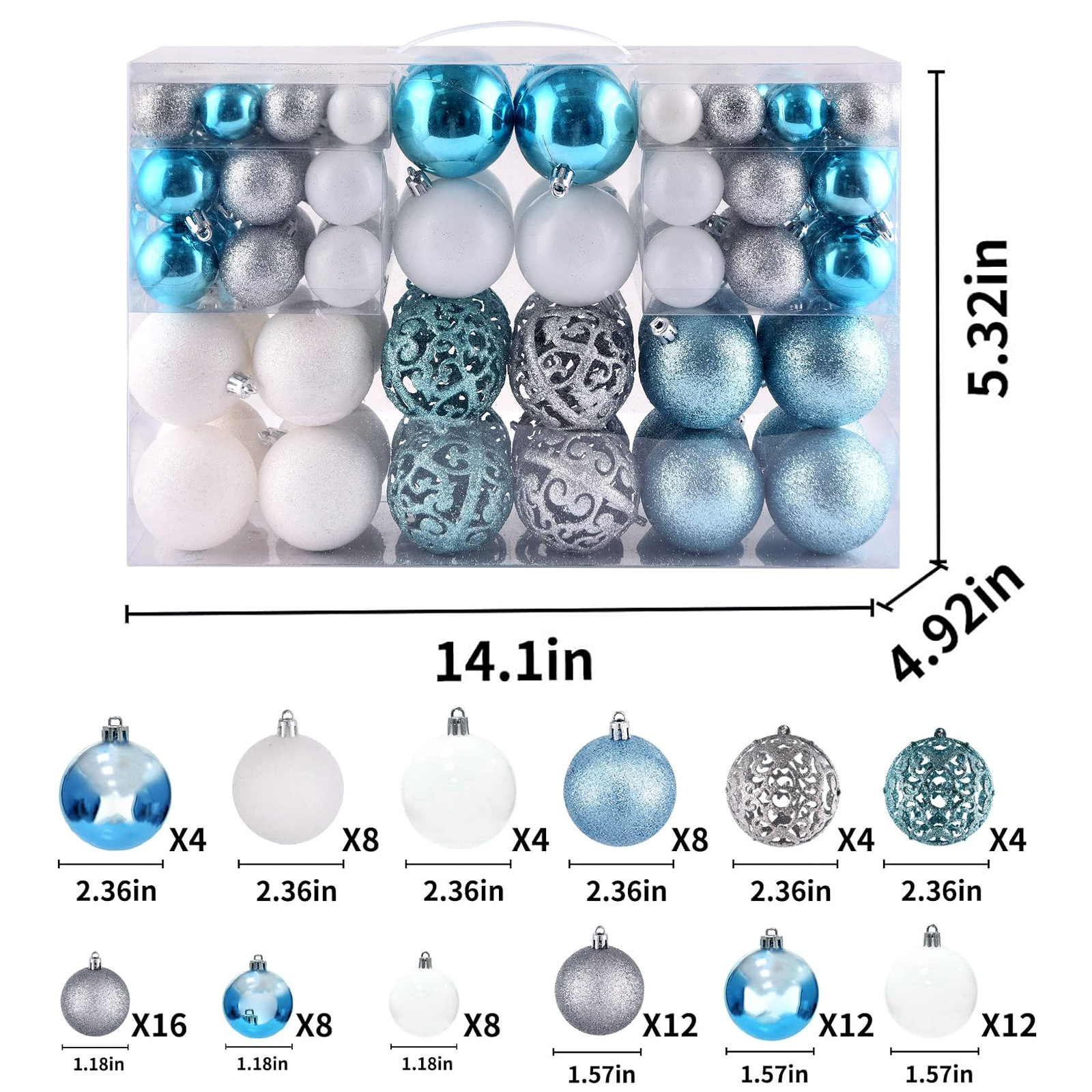Suministros de decoración de árboles de Navidad transfronterizos 100 paquetes de bolas de plástico huecas brillantes de galvanoplastia Colgante de caja de regalo de bolas de Navidad