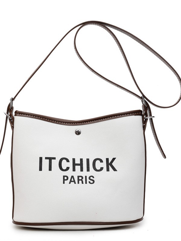 Transfronterizos de gran capacidad bolso de cubo portátil de tela de mujer impresión de letras de moda alta textura versátil mochila