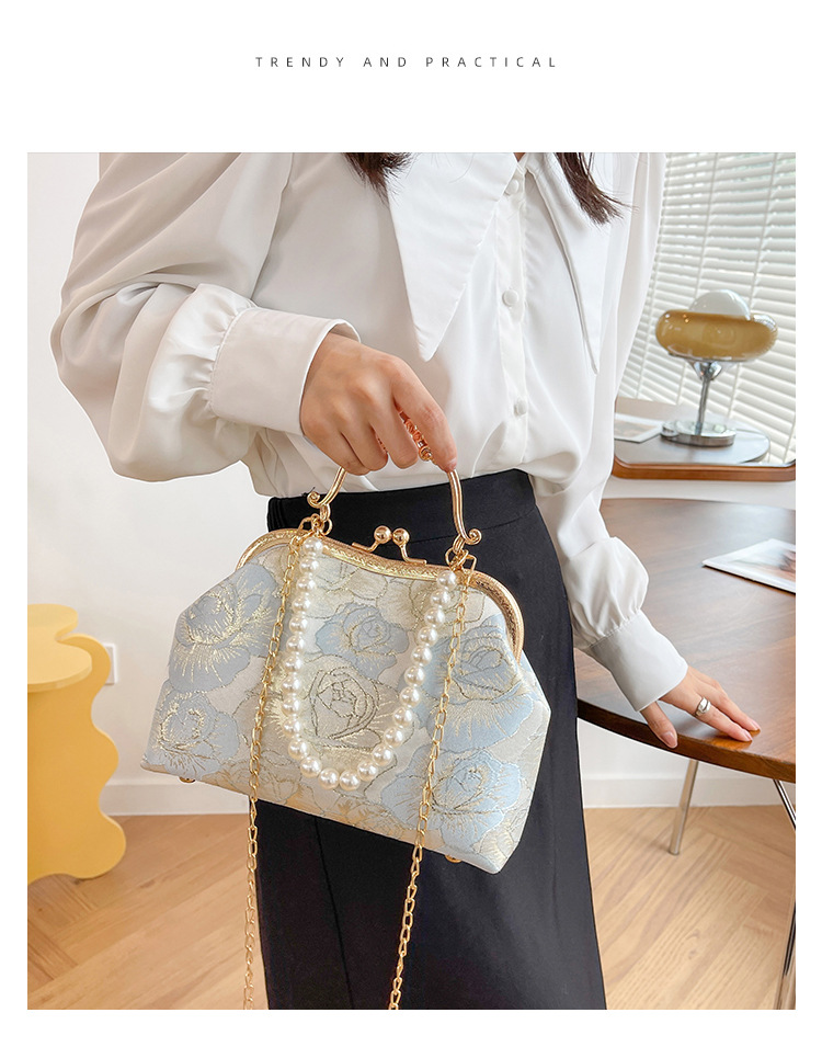 Grouss Kapazitéit Spitzeklammer Damentasch Handtasch Schëllertasch Cheongsam Tasch High-End Kaddo Antik Tasch Perl Handtasch_voghion.com