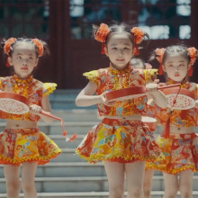 六一儿童喜庆演出服开门红打鼓秧歌中国风太平女儿鼓梦娃舞蹈表演
