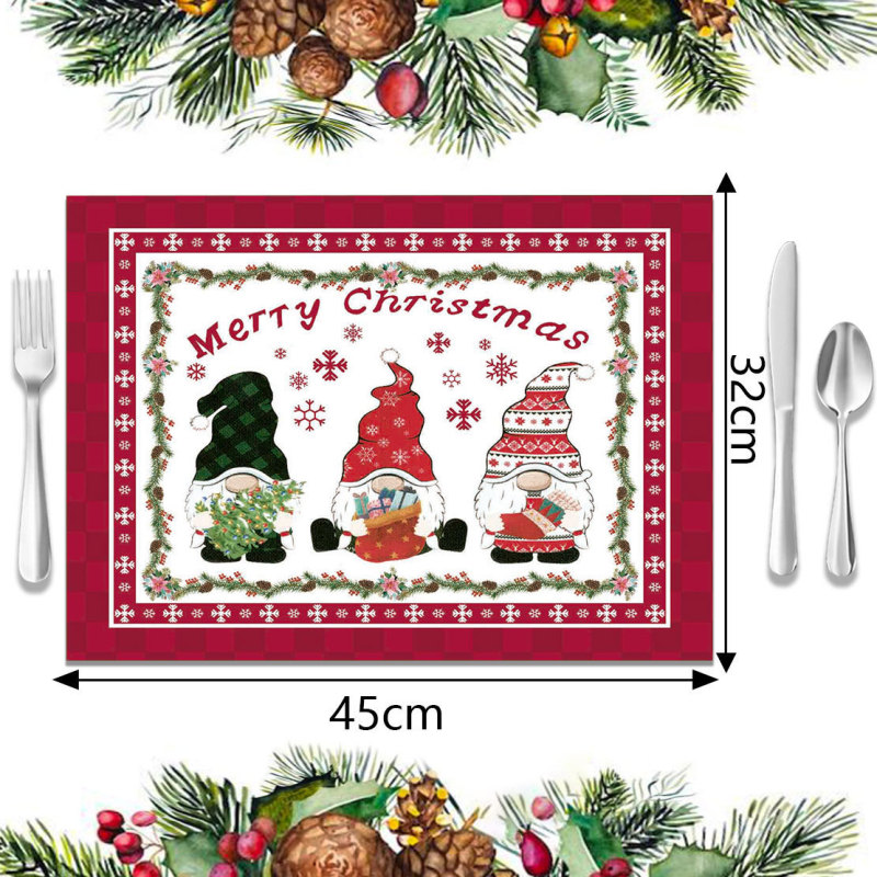 売れ筋のクロスボーダークリスマスデコレーションプレースマット、新しいホリデー食器断熱マット、リネン防汚洋食プレースマット|undefined
