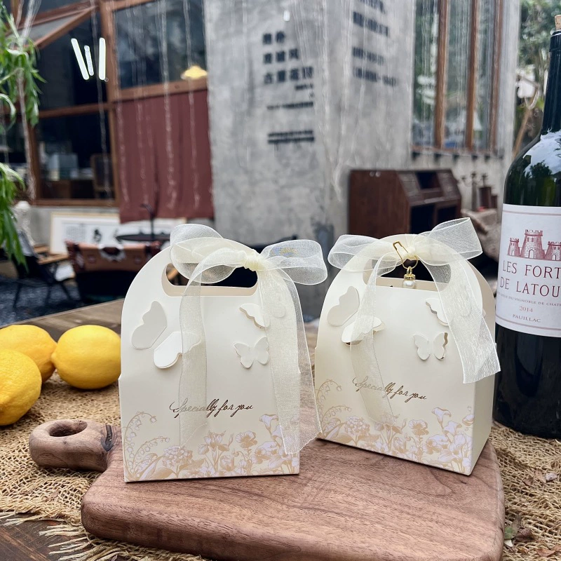 Свадебная коробочка для конфет с уникальной текстурой, простая коробочка для конфет в виде бабочки, подарочная коробка для свадебных сувениров, праздничная подарочная коробка, легкая роскошь.