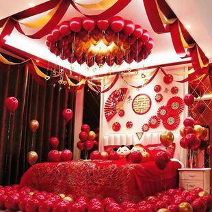 Wedding Wedding Room Balloon Decoration Wedding Red Sequins Happy Red Birthday Love Large Full Set of Wedding Decoration Supplies