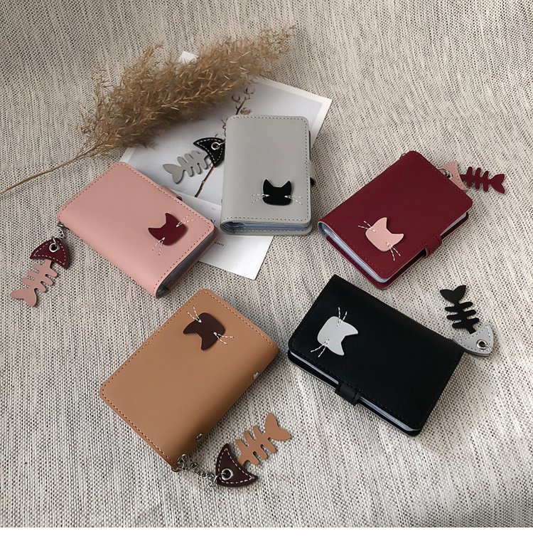 Spring New Multi-card Slot Short Wallet Business Cute Cat Fish Card Holder 10*7*1cm display picture 6