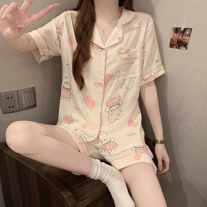 더블 쇼트 018#복숭아 토끼