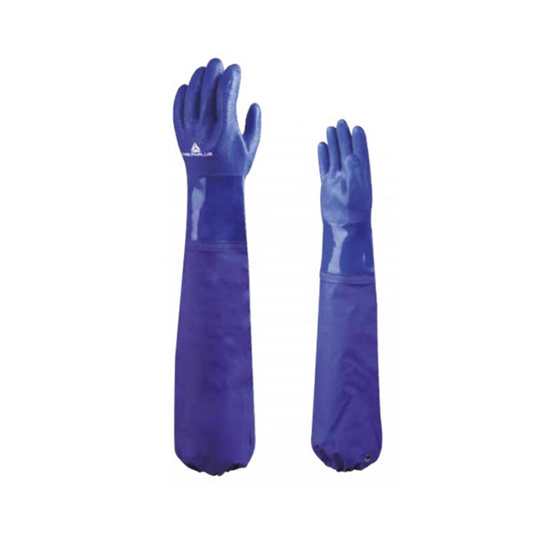 代尔塔201766 PVC涂层棉衬里长筒62厘米耐酸碱防化劳保工作手套