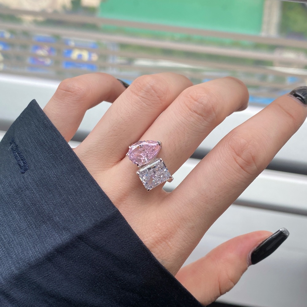 Holiday, Evening Party Occasion 925 Sterling Silver Material Water Droplets Pattern 925 Sterling Silver Zircon Water Droplets Rings