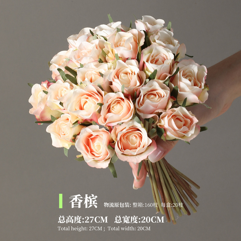 模擬バラのつぼみ、バラの花束、ホームホテルプロジェクトの写真撮影、装飾花、結婚式の手持ち造花卸売|undefined
