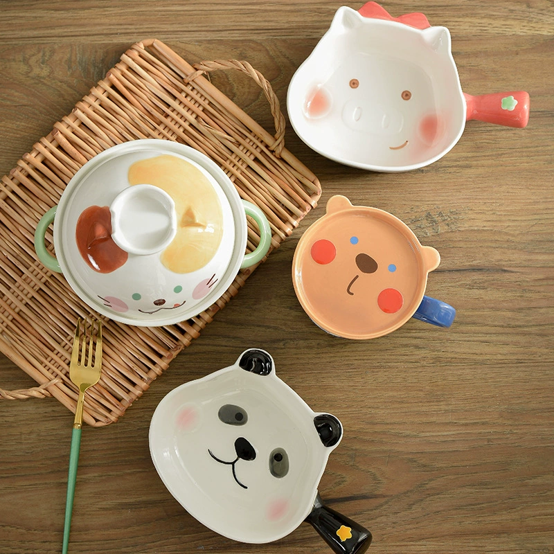 Cartoon ceramic soup bowl for students, internet celebrity