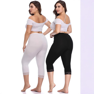 Foreign trade summer new slim stretch cropped pants fashion lace skinny pants women's plus size modal leggings