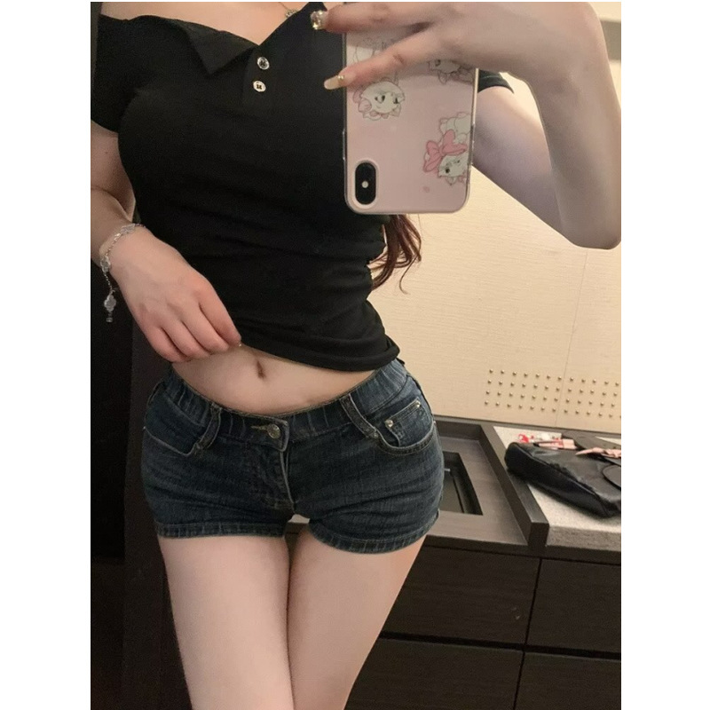 American Style Spicy Girl Straight-Leg Denim Shorts for Women, Summer Petite Tight-Fitting Hip-Hugging Versatile Low-Rise A-Line Hot Pants American Style Spicy Girl Straight-Leg Denim Shorts for Women, Summer Petite Tight-Fitting Hip-Hugging Versatile Low-Rise A-Line Hot Pants