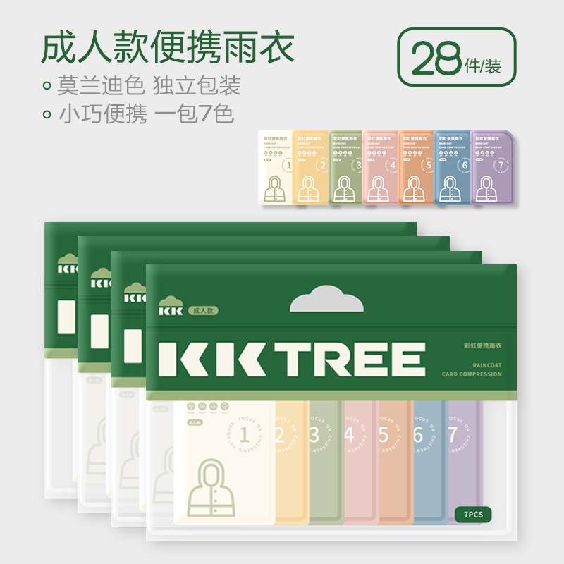 KK árbol tarjeta desechable impermeable poncho de compresión portátil todo el cuerpo de los niños a prueba de agua engrosada larga traje de lluvia para adultos