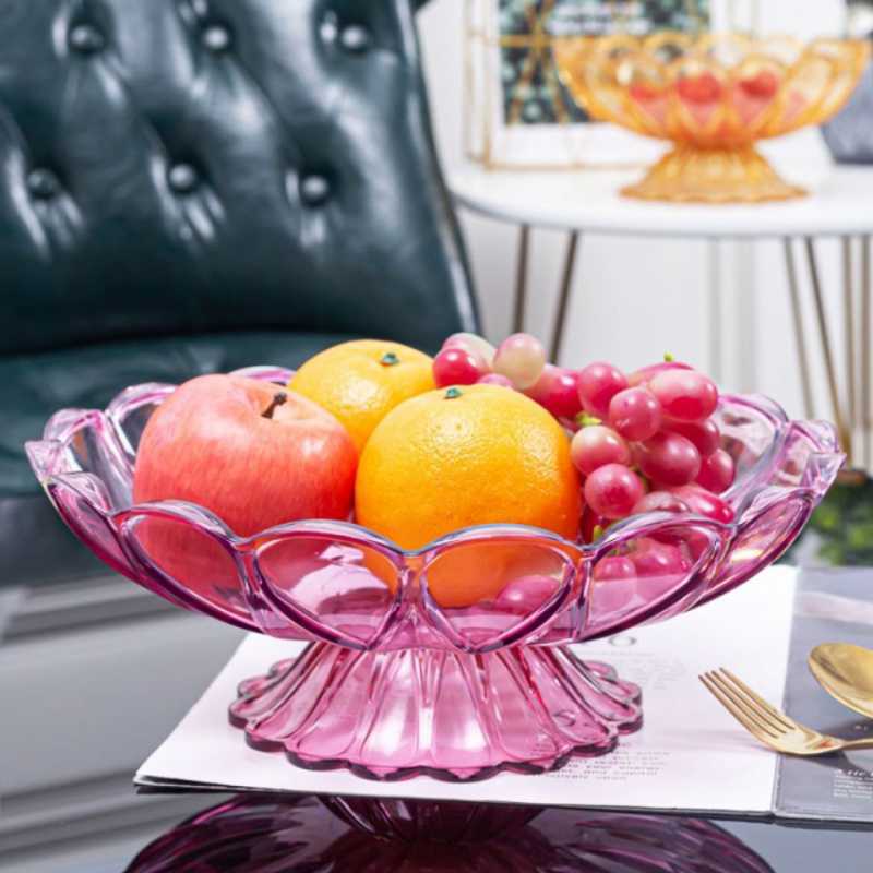 家用果盤水果盤水果碟水晶透明創意果盤KTV小吃碟塑料酒吧果盤