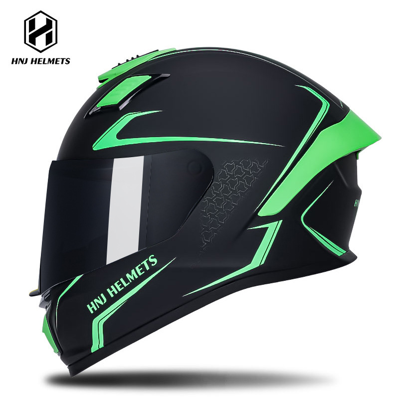 Helmet Summer Sunscreen: Universal Motosiklet kaskı (dəbilqə) - 607-black-green-black-visor-s
