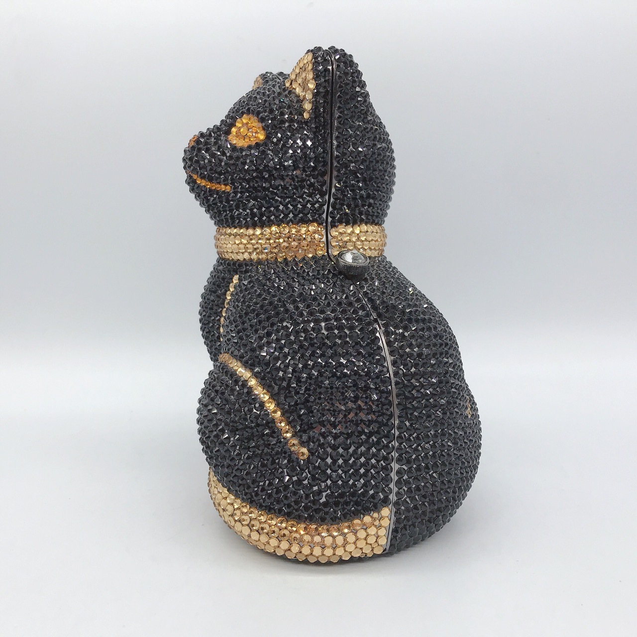 Gato con diamantes bolsas de cena, animales de banquete europeos y estadounidenses, bolsas de mano de diamantes, vestidos transfronterizos, bolsas de mujer, caja dura, embrague gato