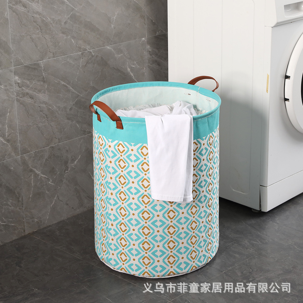 Cubo de lavandería de algodón y lino de estilo europeo transfronterizo plegable caja de almacenamiento artículos diversos canasta de organización de juguetes ropa para el hogar canasta de lavandería impermeable