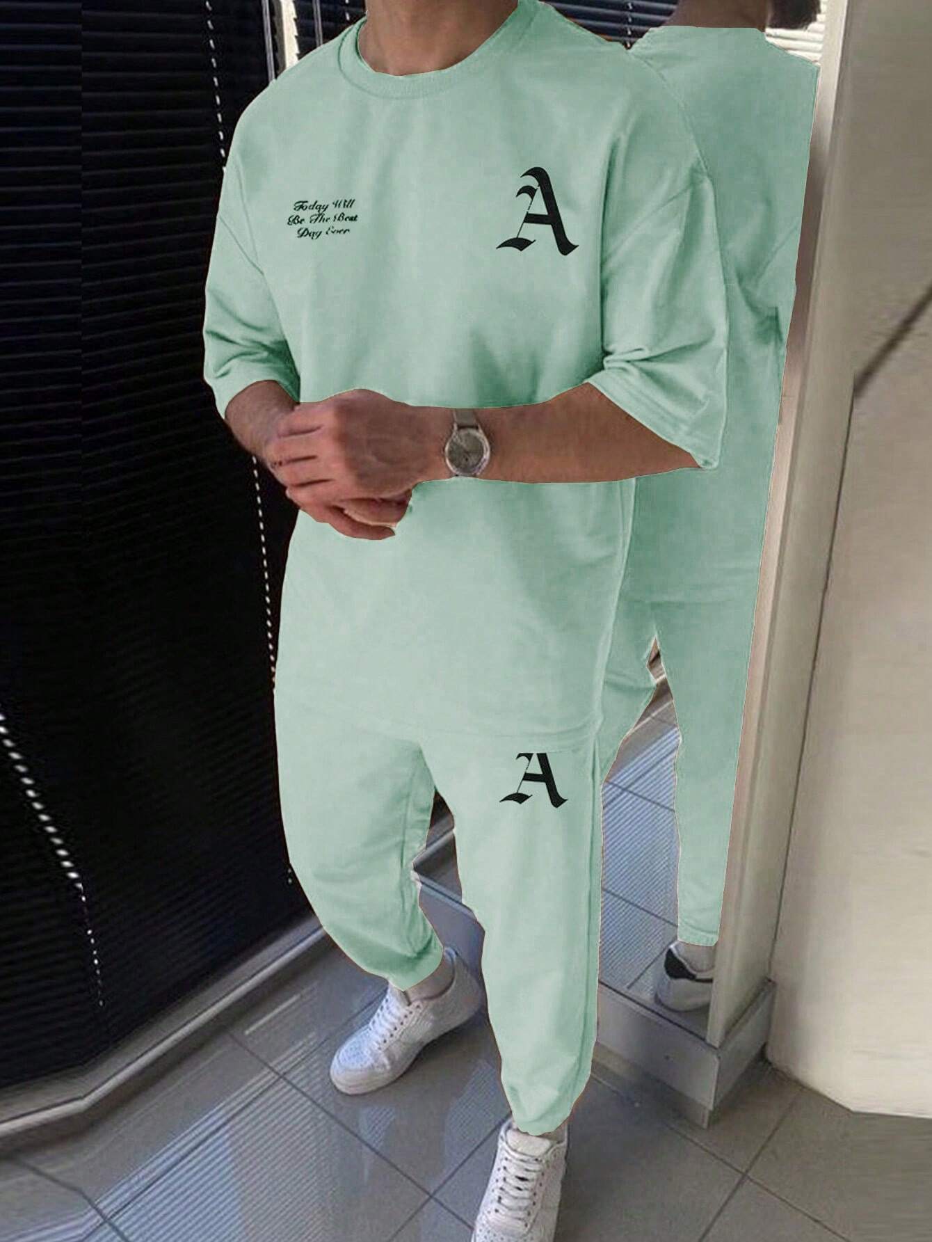 2024 nuevos hombres moda camiseta de manga corta pantalones otoño tendencia casual traje ME13 ML4