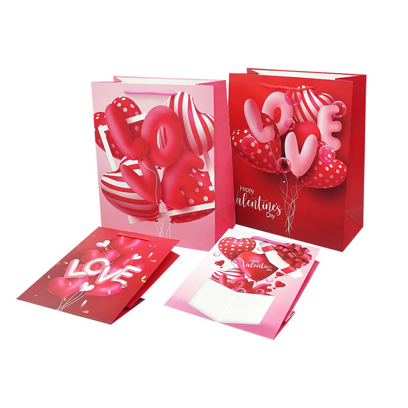 Suministro de suministro de comercio exterior bolsa de cartón Blanco Bolsa de regalo Día de San Valentín amor globo Regalo De vacaciones embalaje al por mayor