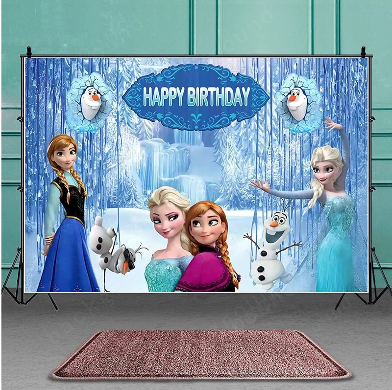 アナと雪の女王の誕生日パーティークロスボーダー写真背景漫画子供の新しい背景リビングルーム|undefined