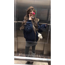 冬季双面穿座山雕毛领连帽加厚保暖派克服棉衣复古毛毛棉服外套女