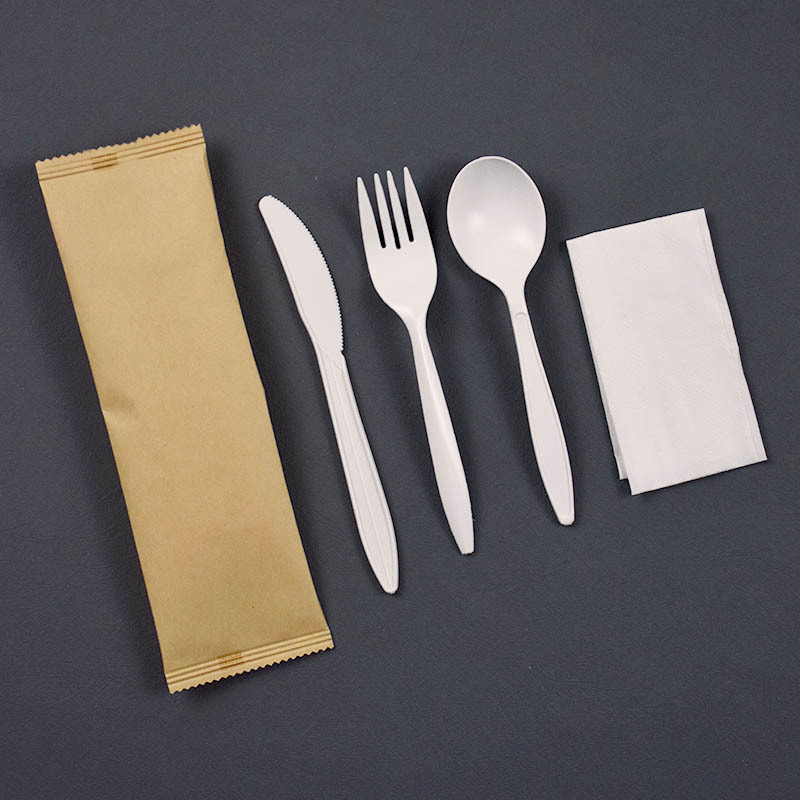 Corn starch disposable tableware knife fork wooden fork knife spoon fork spoon four-piece set three cpla commercial cake West