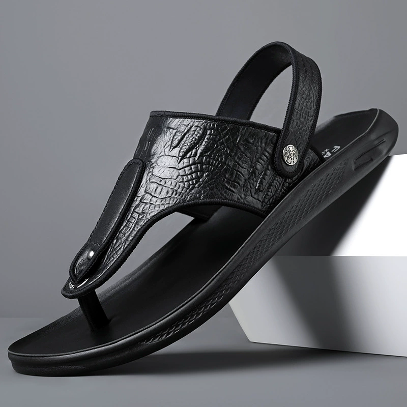 Внешняя торговля летние мужские сандалии и тапочки из воловьей кожи 2023 новые Нескользящие уличные Шлепанцы из натуральной кожи в Корейском стиле для молодежи