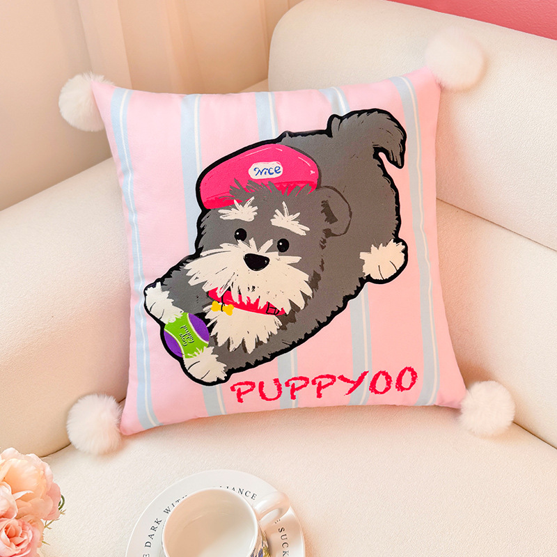 Funda de almohada con estampado Schonari, sofá de sala de estar, almohada, impresión de cabecera, almohada de cintura abstracta, bola de pelo