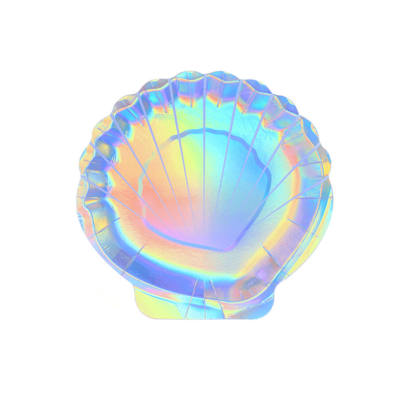 Venta directa de fábrica Bandeja de papel desechable de forma especial Plato de papel de alto valor en forma de concha Bandeja de papel de pastelería Suministros para fiestas