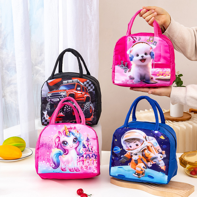 3D Cartoon Insulation Bag Children's Portable Insulation Bag Oxford Cloth Lunch Bag Cute Lunch Bag Student Lunch Box Bag