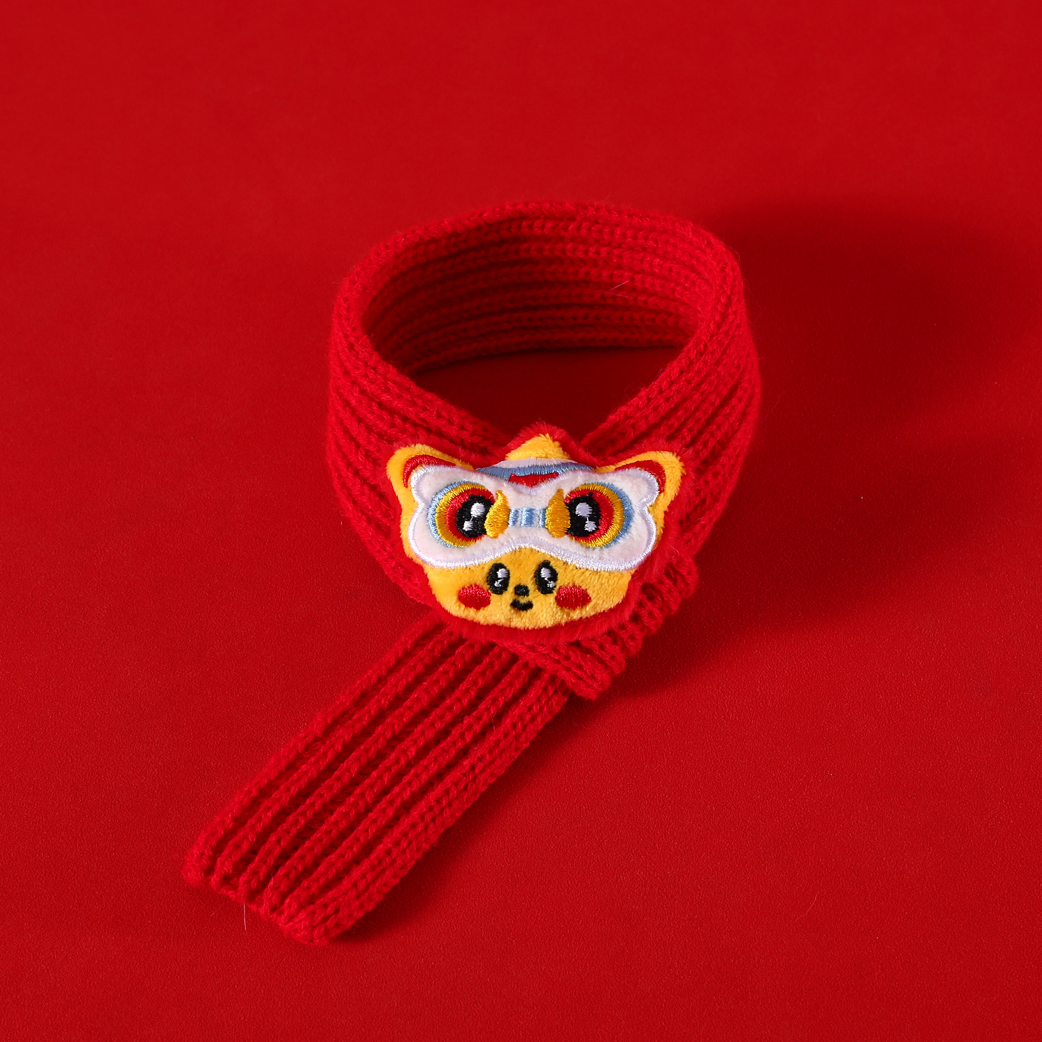 Mascota Año Nuevo bufanda sombrero traje gato cachorro rojo sobre fu carácter de lana Año del Dragón festivo rojo arco caliente image 11