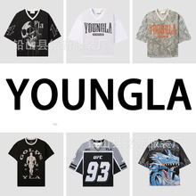 YOUNGLA潮牌美式健身运动短袖宽松大码网眼速干透气潮流T恤上衣男