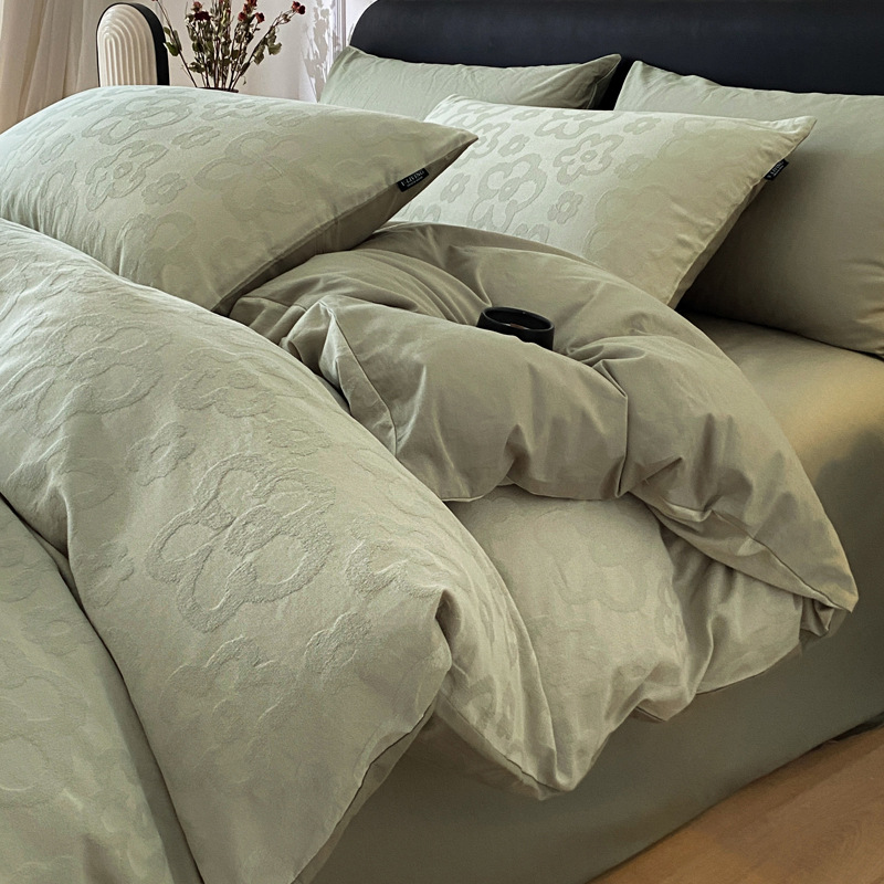 Cama de algodón de lana larga de Xinjiang de clase A de grado materno y infantil, cuatro piezas, 100% algodón único, 60 s, algodón teñido Jacquard, cubierta