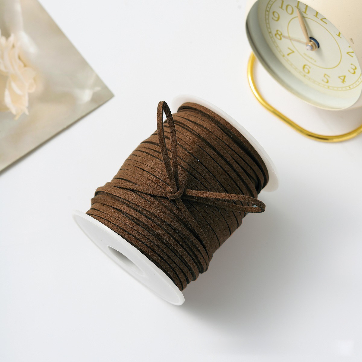 Flower Shadow lana de estilo coreano con cuerda de cuero cuerda de terciopelo de doble cara con cuerda de piel de deerskin DIY material de embalaje de flores tejidas a mano