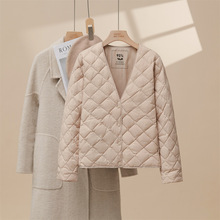 95%白鸭绒2025秋冬轻薄V领内胆羽绒服女短款修身保暖打底大衣内搭