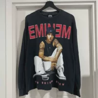 210 грамм ElectronicNomad стирка мастер ретро-американская футболка EMINEM с длинными рукавами 90-х годов