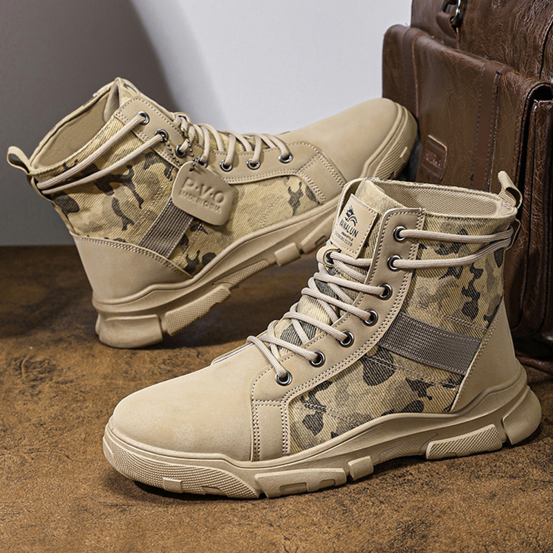 Botas Martin para Hombre de PU y Plástico, Antideslizantes para Senderismo