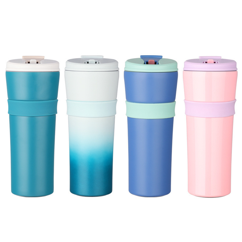 Xingba Danli Korean version of blue starry sky stainless steel folding suction tube cup insulation car water cup enterprise can order LOGO